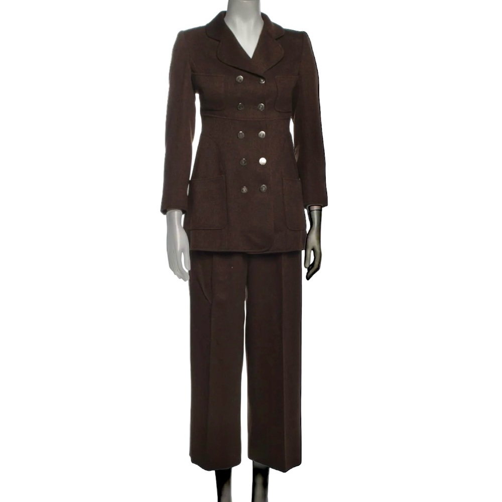 Vintage 1997 CHANEL wool Tweed Double Breasted Pant Suit 34